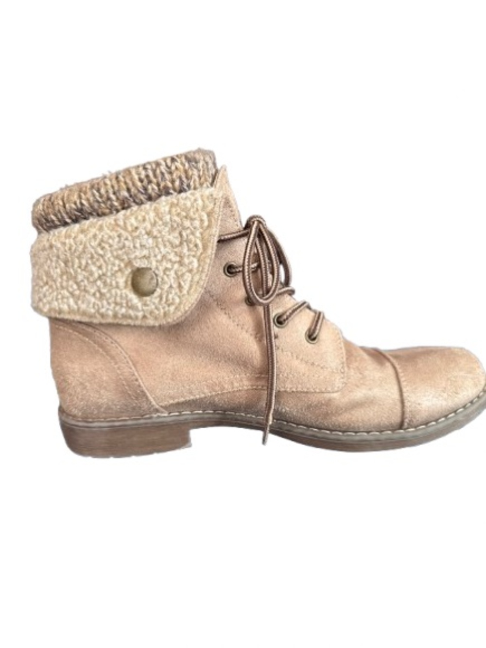 Cliffs by White Mountain Duena Natural Knit Cuff Hiking Boots 8.5 M